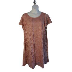 Lane Bryant 18/20 2X Pink Lace A-Line Dress POCKETS